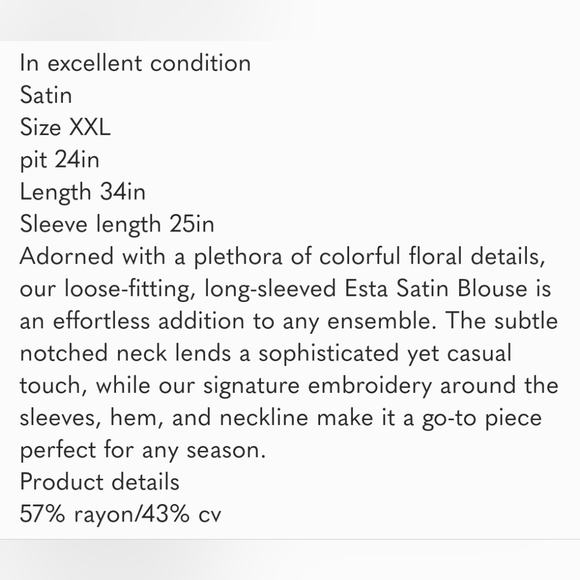 Johnny Was Esta satin blouse size XXL style #B16919-9 - Picture 16 of 16